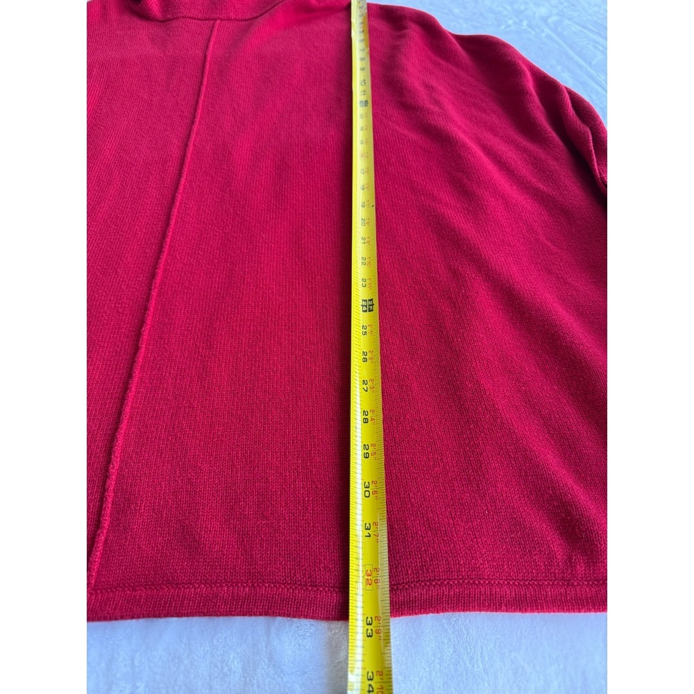 Pure Jill J Jill Red Knit Cotton Cashmere Cowl Neck Poncho Sweater M/L Lagenlook - Picture 5 of 12